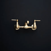 Artisan Wall-Mount Bridge Faucet – Aged Brass, Short Spout