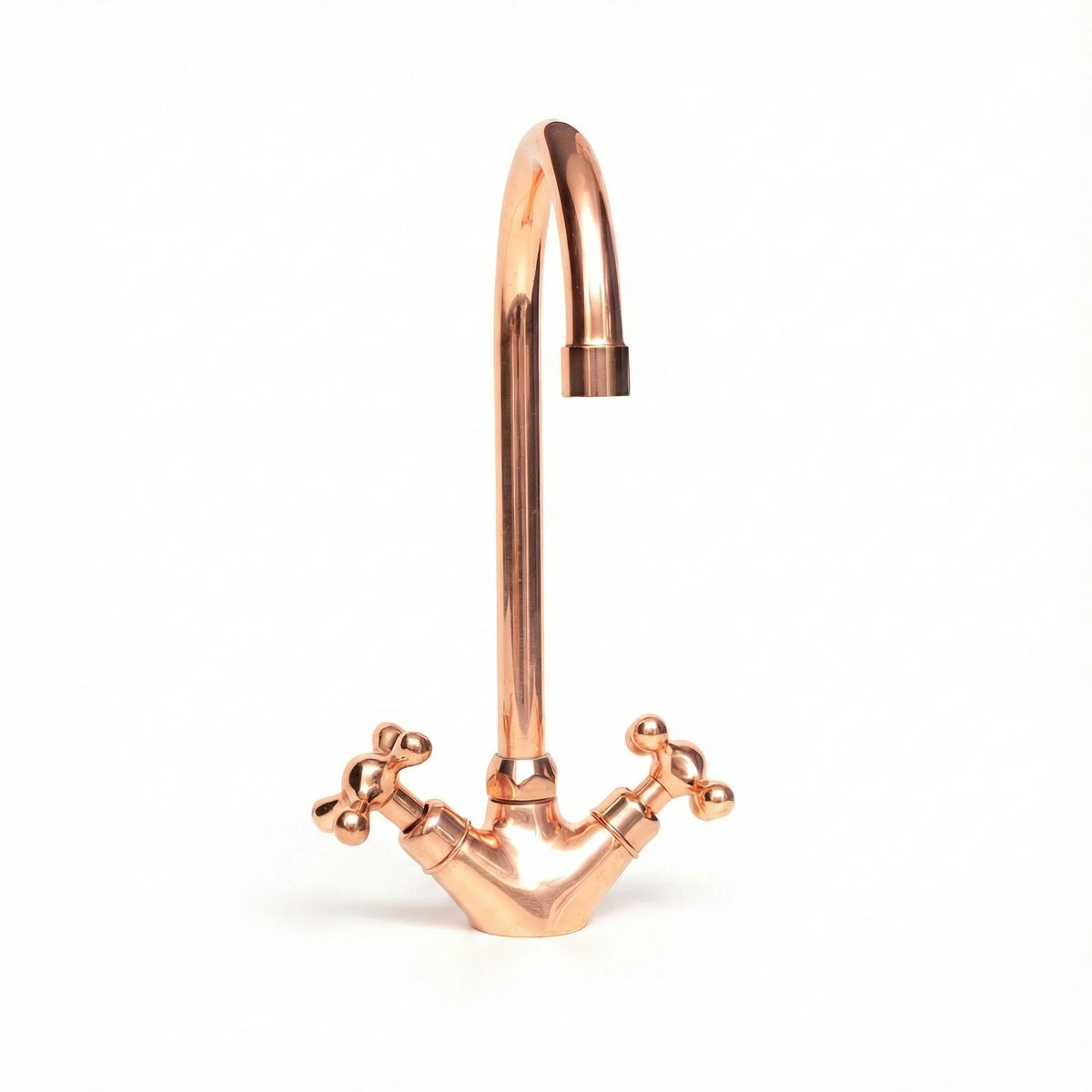 Copper Gooseneck Faucet – Solid Copper Deck-Mount – detail of gooseneck spout