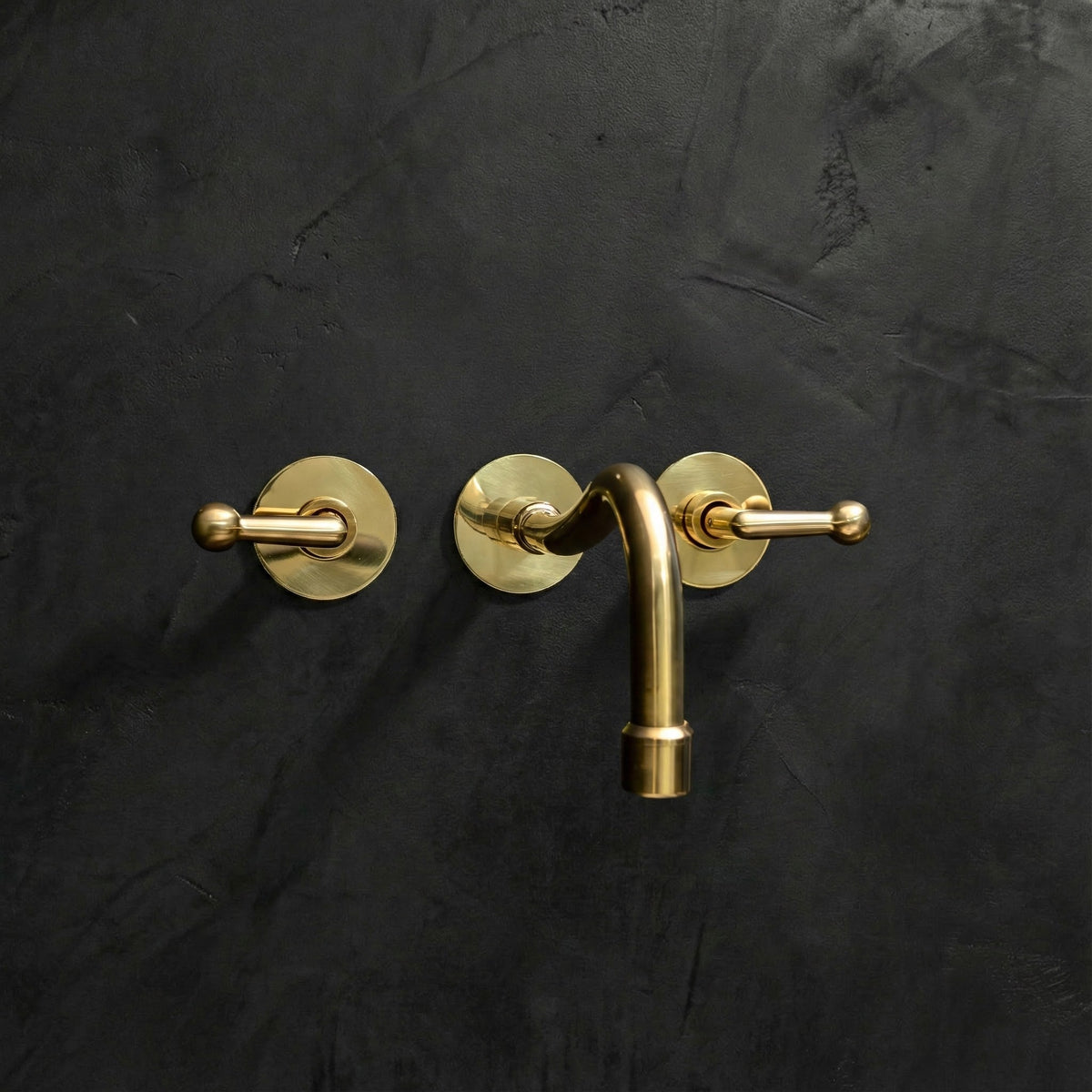 Handcrafted Brass Cobra Wall-Mount Faucet – Curved Spout