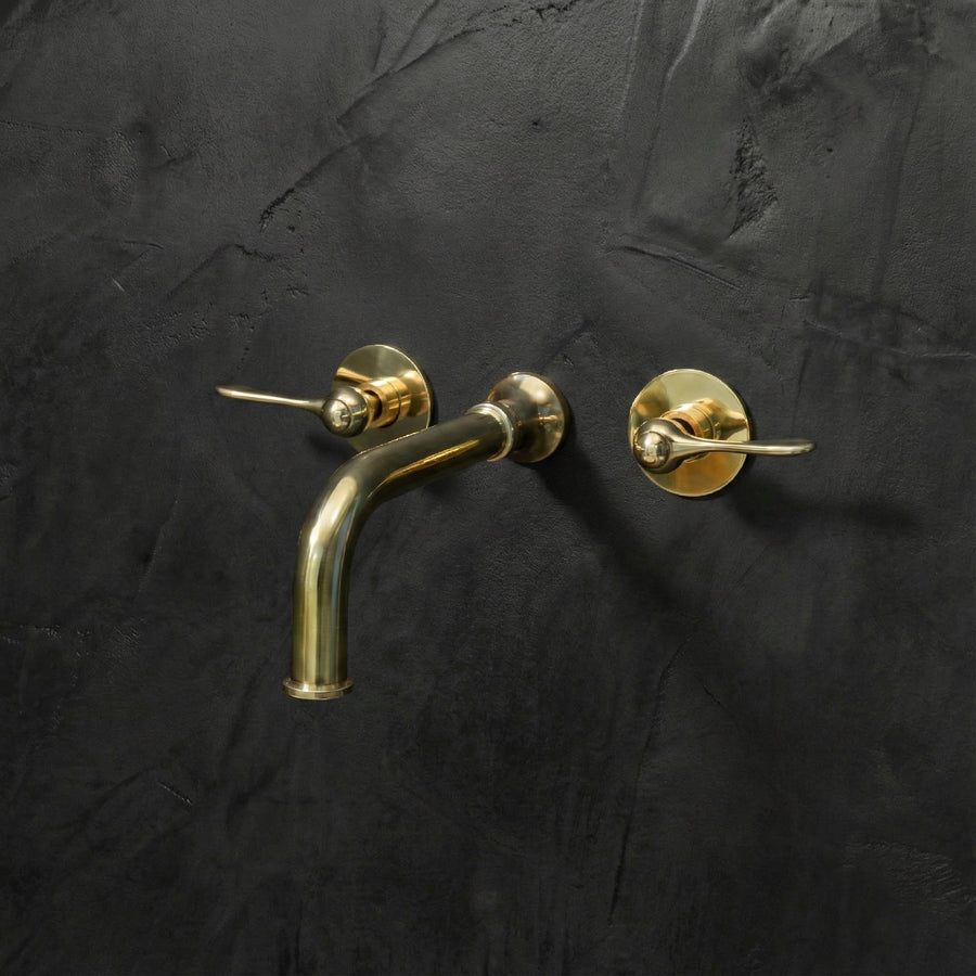 Antique Brass Wall-Mount Faucet – Handcrafted Lever Handle