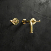 Compact Unlacquered Brass Wall-Mounted Faucet – Powder Room