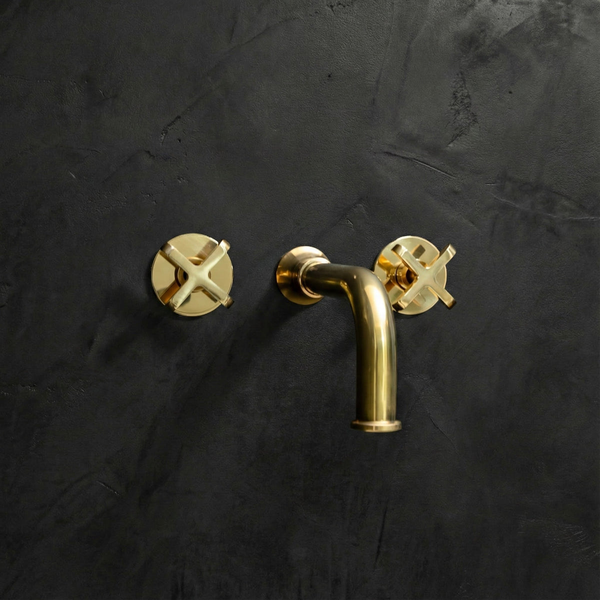 Unlacquered Brass Wall-Mount Faucet – Cross Handles