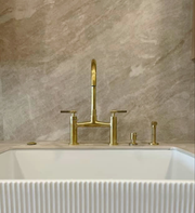 Unlacquered Brass Bridge Faucet with Side Sprayer