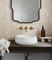 Unlacquered Brass Wall-Mount Bathroom Faucet – Lever Handle