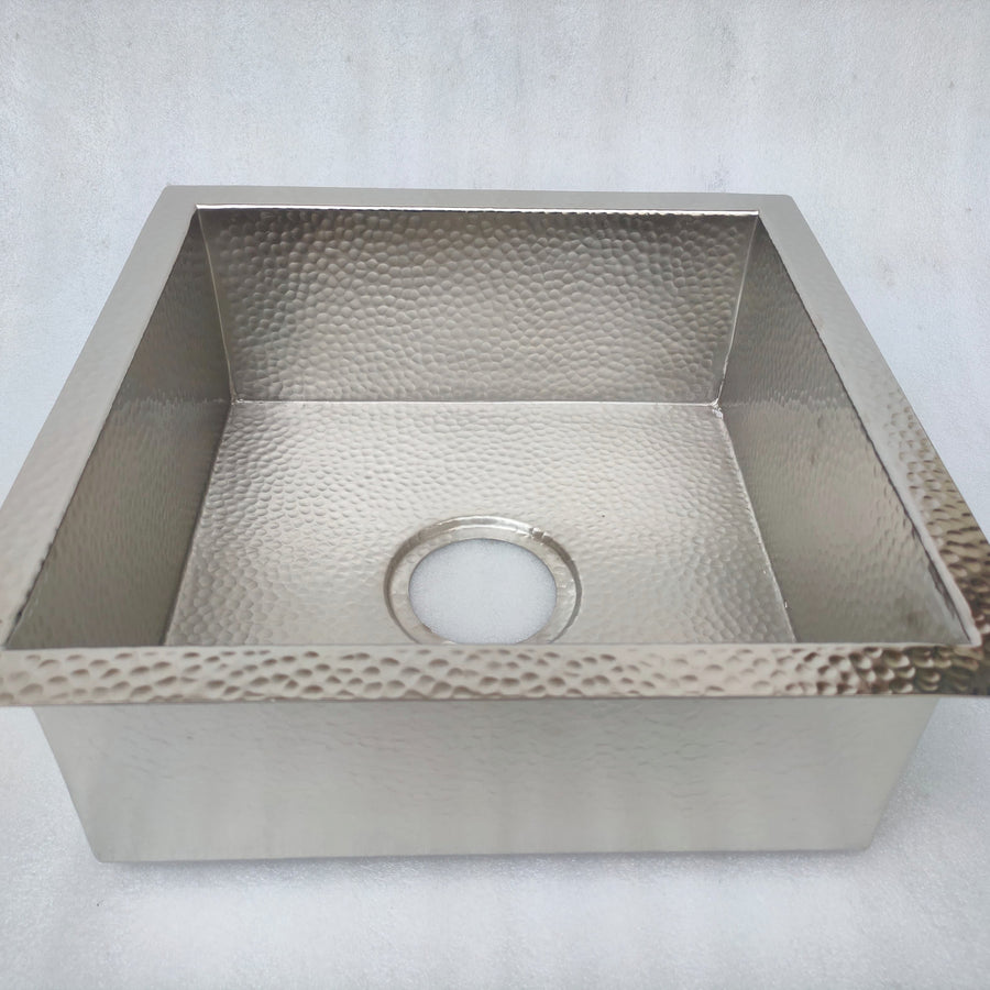 Hammered Brass Square Vessel Sink – Bathroom Basin