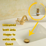 Twino Unlacquered Brass Single-Hole Bathroom Faucet – Cross Handles