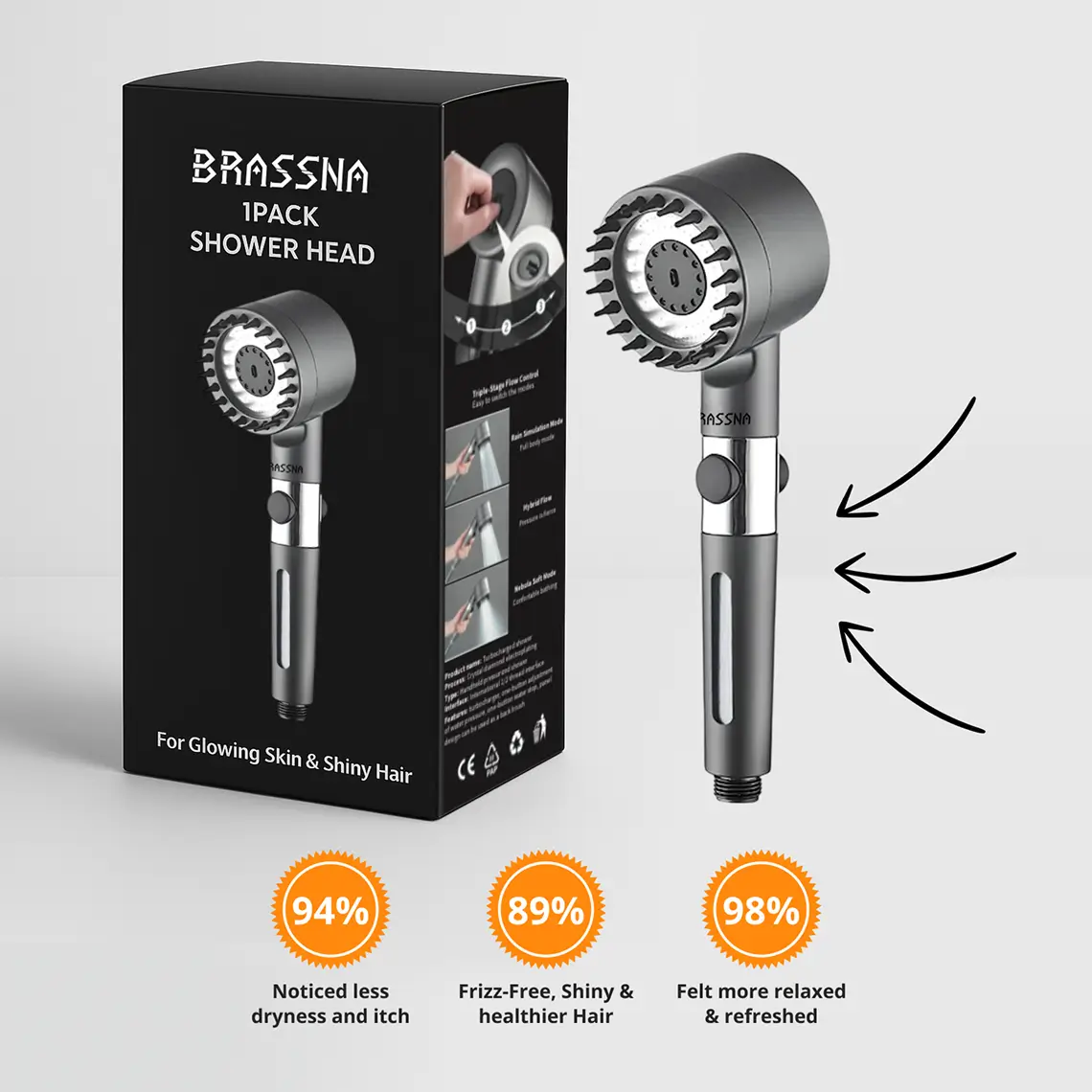 Wellness Thermostatic Shower System – Rain Head & Hand Shower – detail of rain shower head