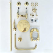 Brass Outdoor Rain Shower – Gold-Tone Wall-Mounted System