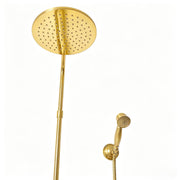 Brass Outdoor Rain Shower – Gold-Tone Wall-Mounted System