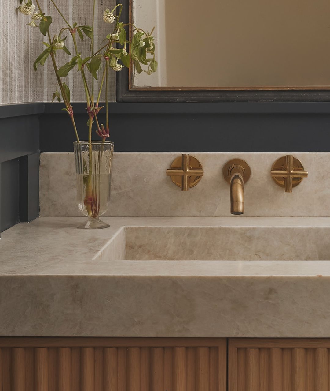 Unlacquered Brass Wall-Mounted Bathroom Faucet