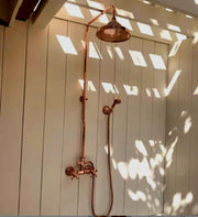 Unlacquered Copper Outdoor Shower – Handmade Showerhead