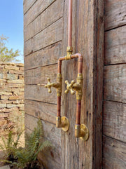 Copper & Brass Outdoor Rain Shower – Wall-Mounted System