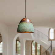 Verdigris Copper Bell Pendant – Green Patina Fixture