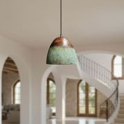 Verdigris Copper Bell Pendant – Green Patina Fixture