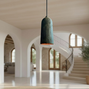Verdigris Copper Cylinder Pendant – Long Kitchen Light