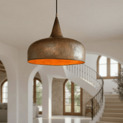 Aged Copper Dome Pendant – Handcrafted Vintage Ceiling Light
