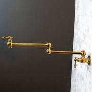 Unlacquered Brass Pot Filler – Lever Handle, Swing Arm