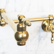 Unlacquered Brass Pot Filler – Lever Handle, Swing Arm
