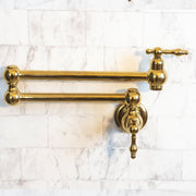 Unlacquered Brass Pot Filler – Lever Handle, Swing Arm