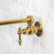 Unlacquered Brass Pot Filler – Lever Handle, Swing Arm