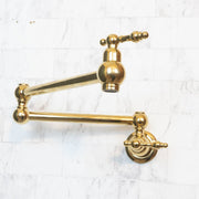 Unlacquered Brass Pot Filler – Lever Handle, Swing Arm