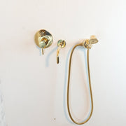 Unlacquered Brass Wall-Mounted Tub Faucet with Hand Shower