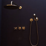 Unlacquered Brass Rain Shower System – Bali-Style Overhead