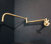 Unlacquered Brass Wall-Mount Pot Filler – Pivot Arm
