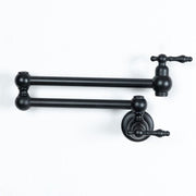 Black Brass Pot Filler – Copper Cross Handles, Swing Arm