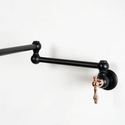 Black Brass Pot Filler – Copper Lever Handle, Swing Arm