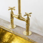 Unlacquered Brass Bridge Kitchen Faucet – Cross Handles