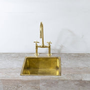 Unlacquered Brass Bridge Kitchen Faucet – Cross Handles