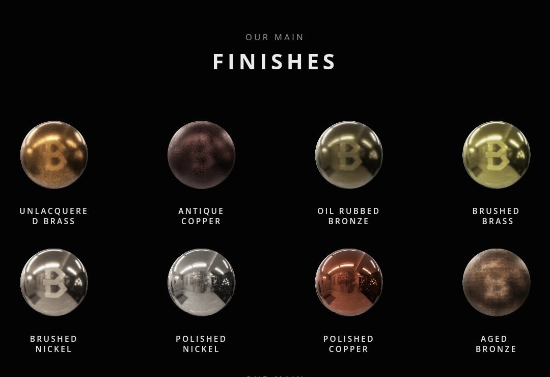 Brass & Copper Finish Samples – Seven-Finish Set