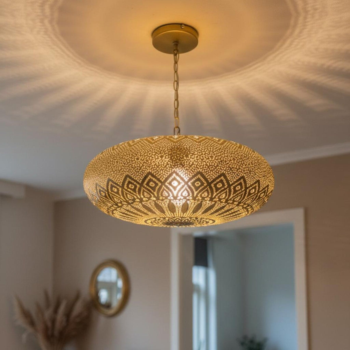 Brass Teardrop Pendant Light – Pierced Ceiling Lamp
