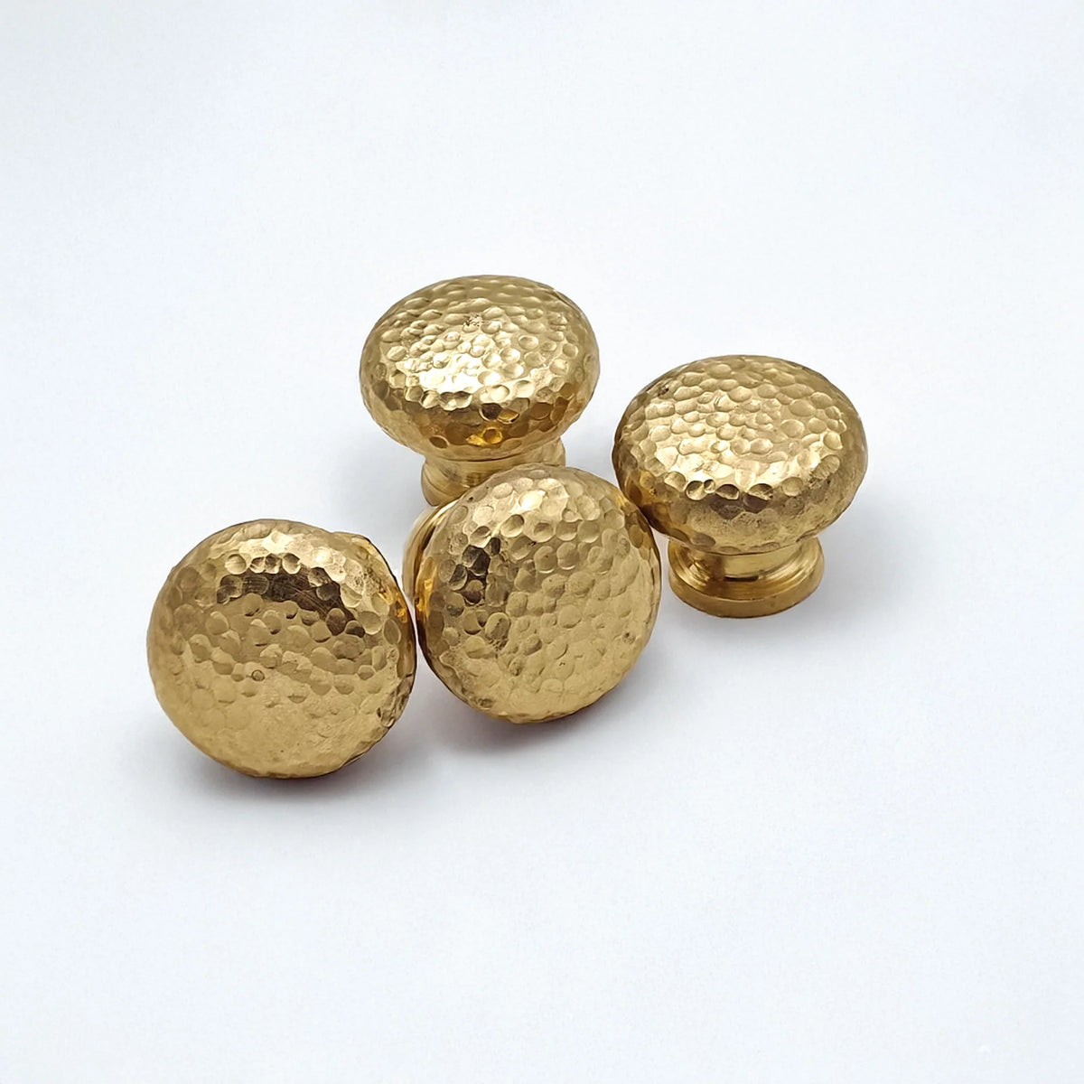 Hammered Unlacquered Brass Cabinet Knobs – front view
