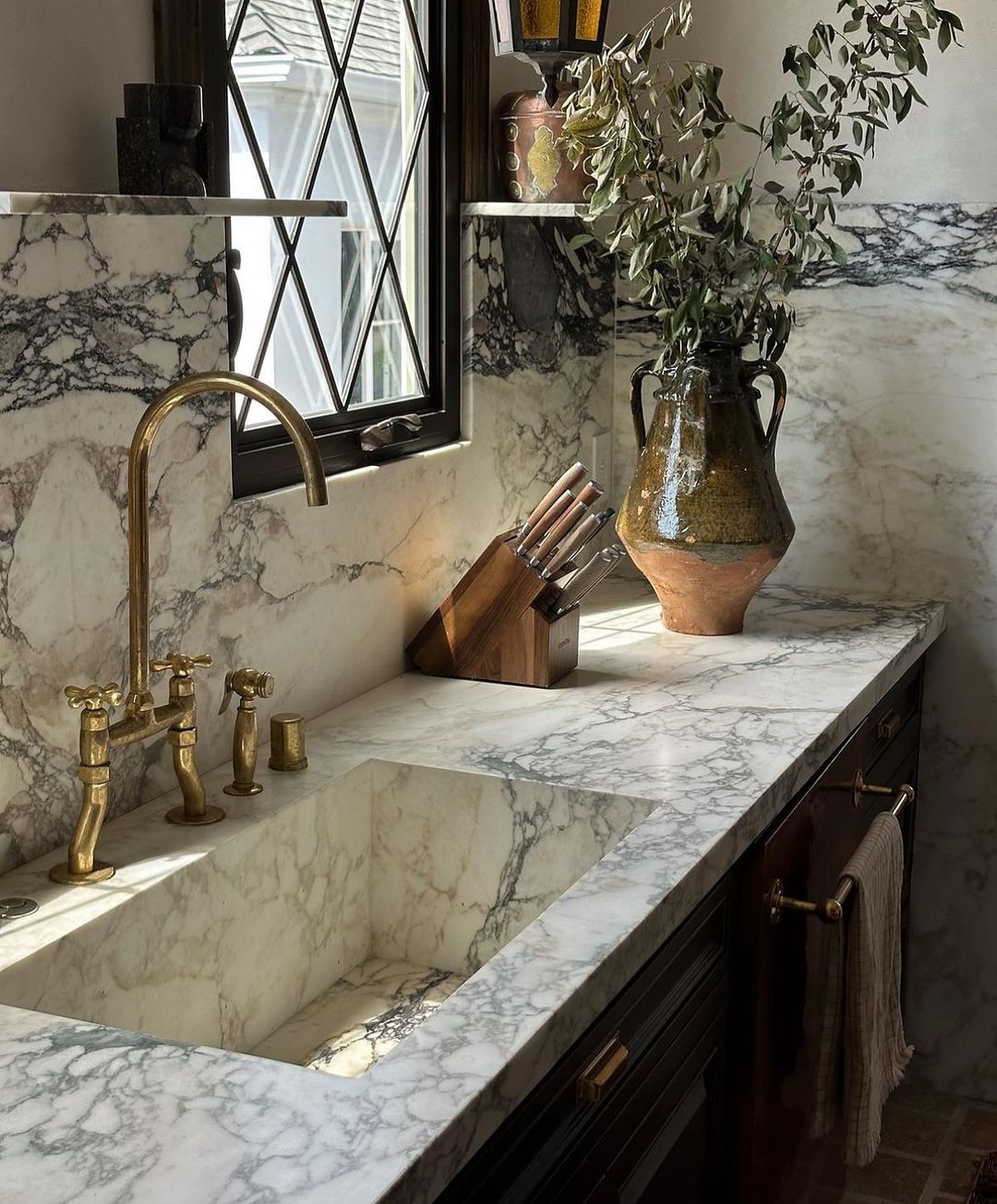 Unlacquered Brass Victorian Bridge Kitchen Faucet – Curved Legs