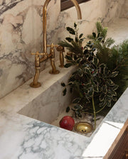 Unlacquered Brass Victorian Bridge Kitchen Faucet – Curved Legs