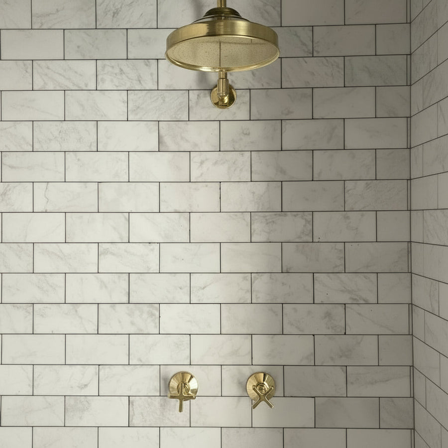 Unlacquered Brass Rainfall Shower System – Arch Design