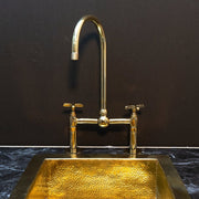 Unlacquered Brass Kitchen Faucet – Single-Handle Swivel Spout