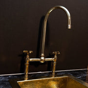 Unlacquered Brass Kitchen Faucet – Single-Handle Swivel Spout