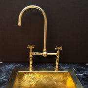 Unlacquered Brass Kitchen Faucet – Single-Handle Swivel Spout