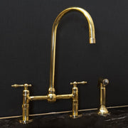 Unlacquered Brass Kitchen Bridge Faucet – Lever Handles