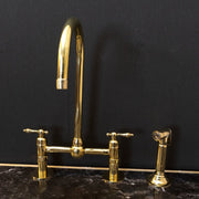 Unlacquered Brass Kitchen Bridge Faucet – Lever Handles