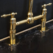 Unlacquered Brass Kitchen Bridge Faucet – Lever Handles