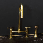 Unlacquered Brass Kitchen Bridge Faucet – Lever Handles