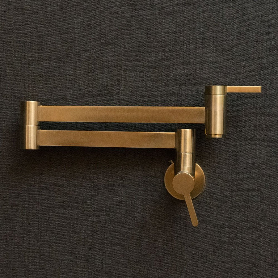 Unlacquered Brass Wall-Mounted Pot Filler – Swing Arm Kitchen Faucet