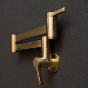 Unlacquered Brass Wall-Mounted Pot Filler – Swing Arm Kitchen Faucet