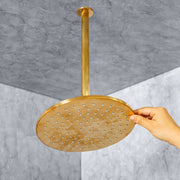 Ceiling Mount Rain Shower System with Hand Shower – Unlacquered Brass