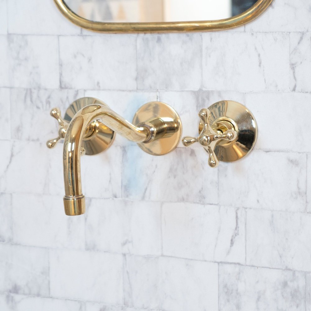 Antique Brass Wall-Mounted Faucet – Cobra Spout Design