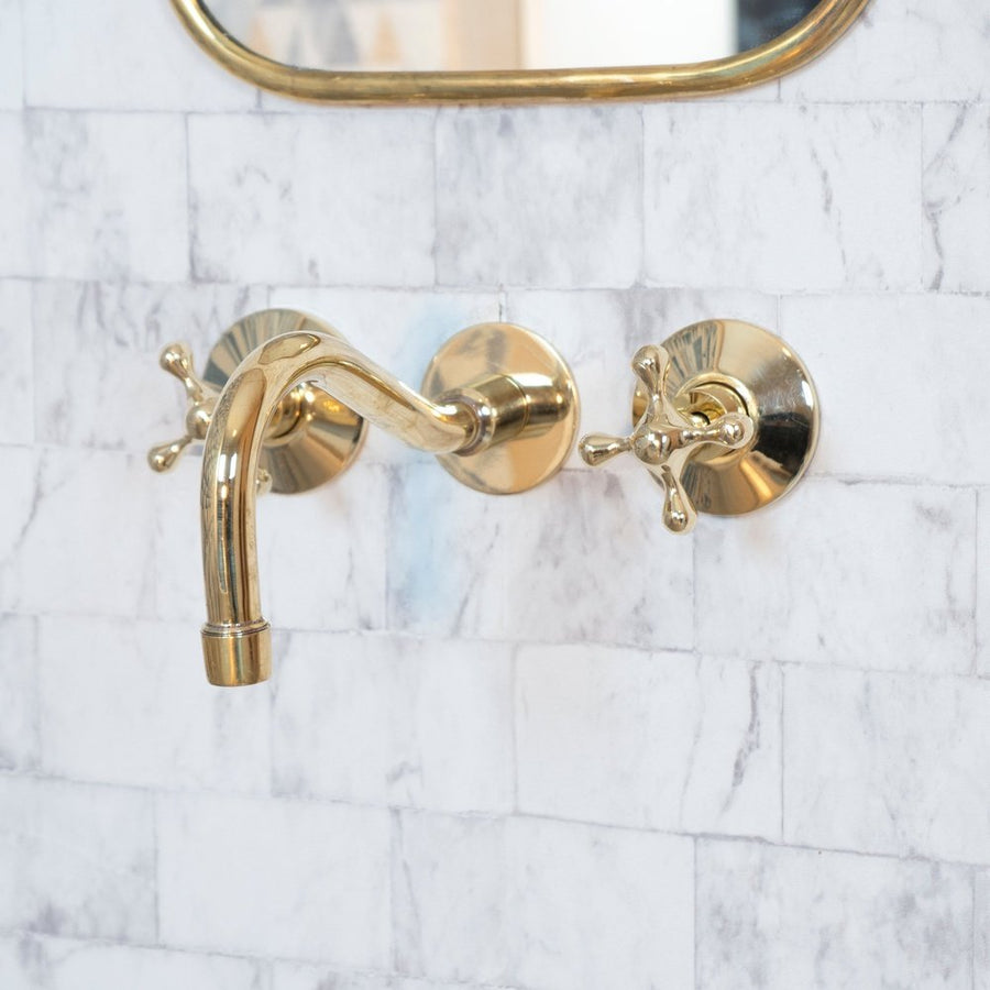 Antique Brass Wall-Mounted Faucet – Cobra Spout Design